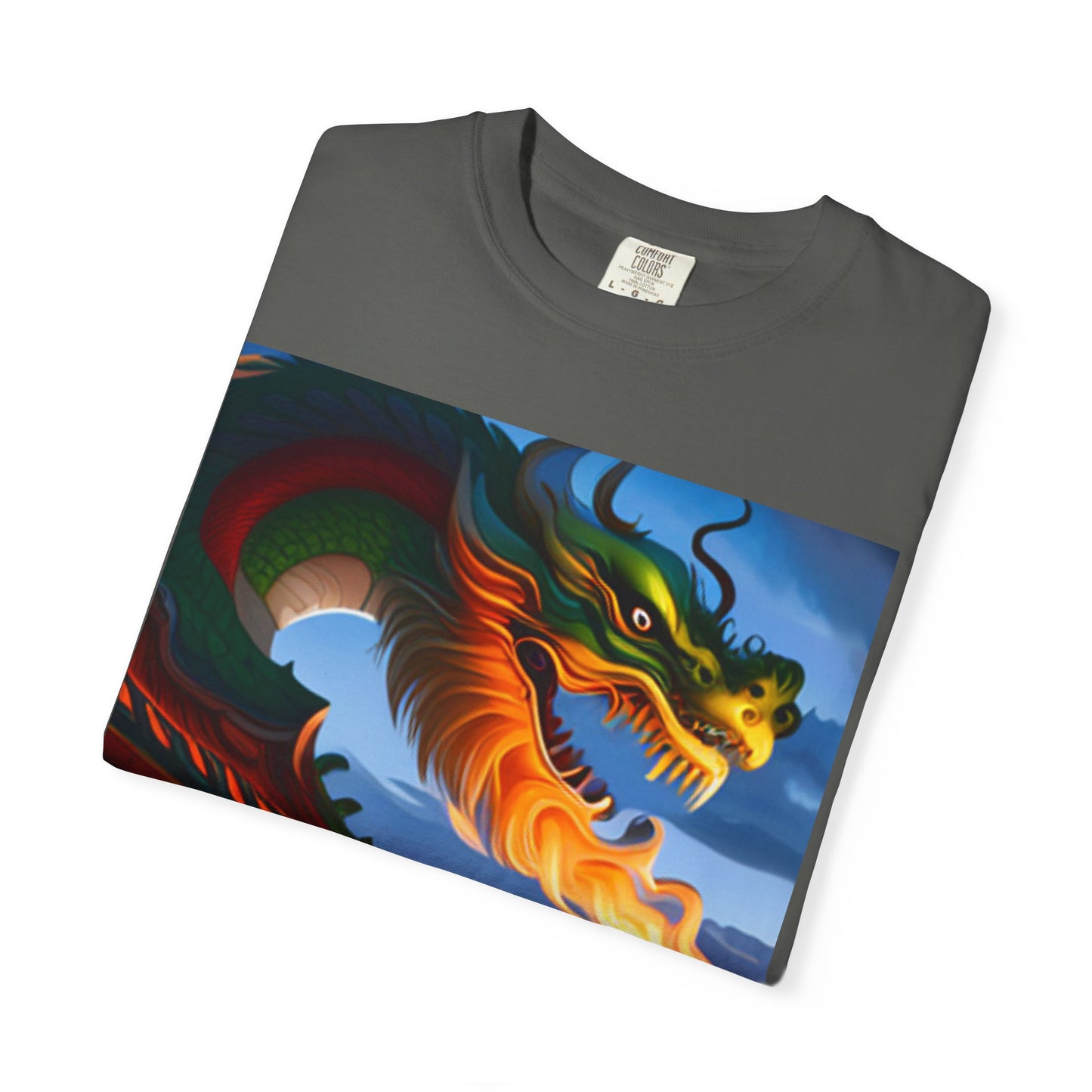 Unisex Garment-Dyed T-shirt, Chinese New Year, dragon picture, dragon in fire