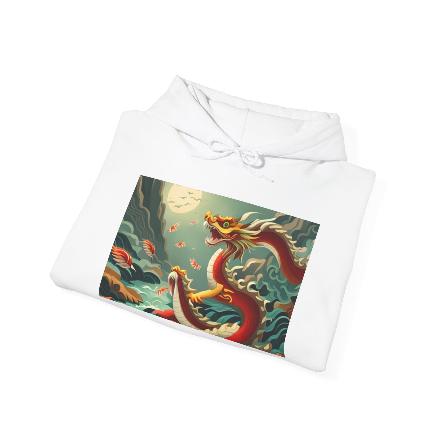 Unisex Heavy Blend™ Hooded Sweatshirt Chinese New Year dragon, dragon spitting fire.