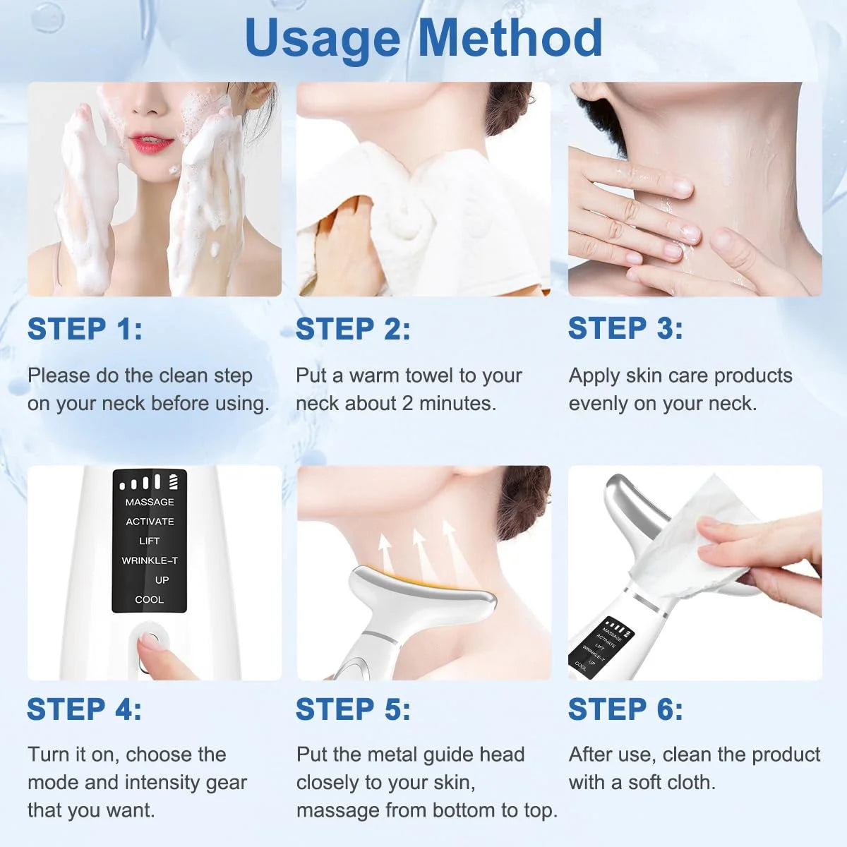 Facial and Neck Beauty Device, Skin Care Face Massager, Multifunctional 6 in 1 Light Therapy Face Sculpting Tool with Vibration, Thermal, Cooling, Microcurrent for Skin Care Routine at Home