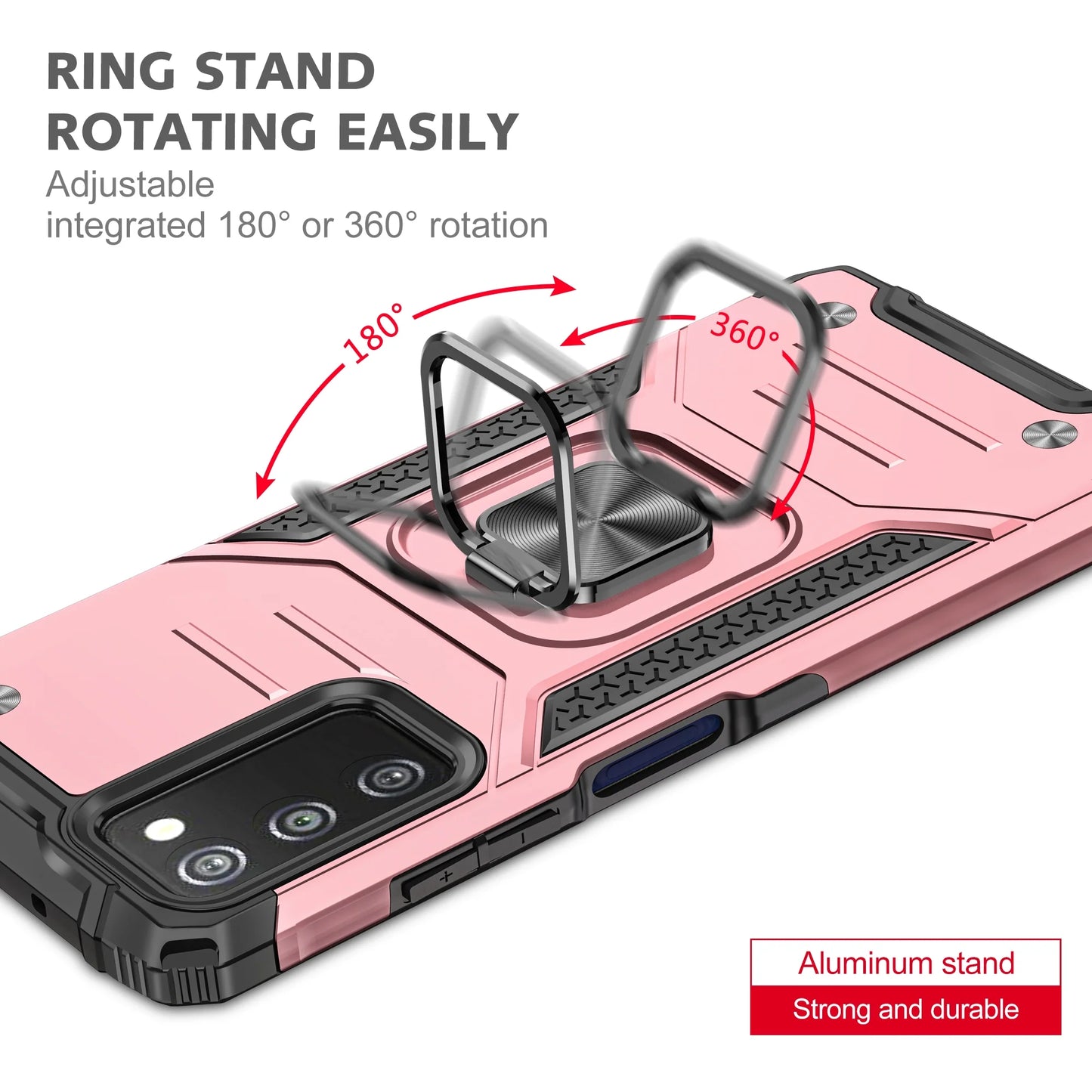Galaxy A03S Phone Case Samsung A03S Case Magnetic Car Mount Ring Kickstand Cover Case Samsung Galaxy A03S Rose Gold