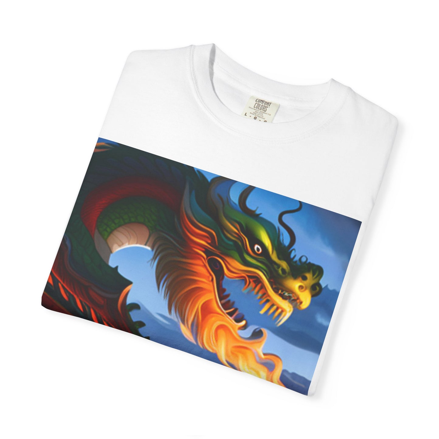 Unisex Garment-Dyed T-shirt, Chinese New Year, dragon picture, dragon in fire
