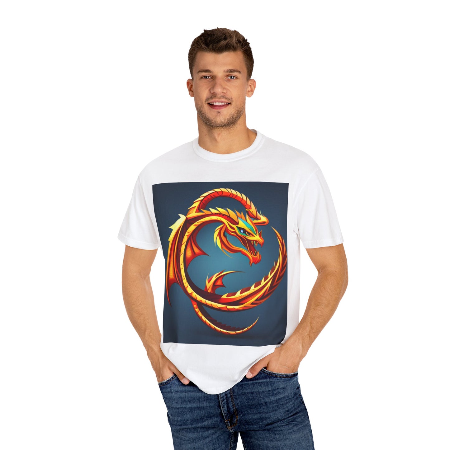 Unisex Garment-Dyed T-shirt Chinese new year theme, dragon, on fire