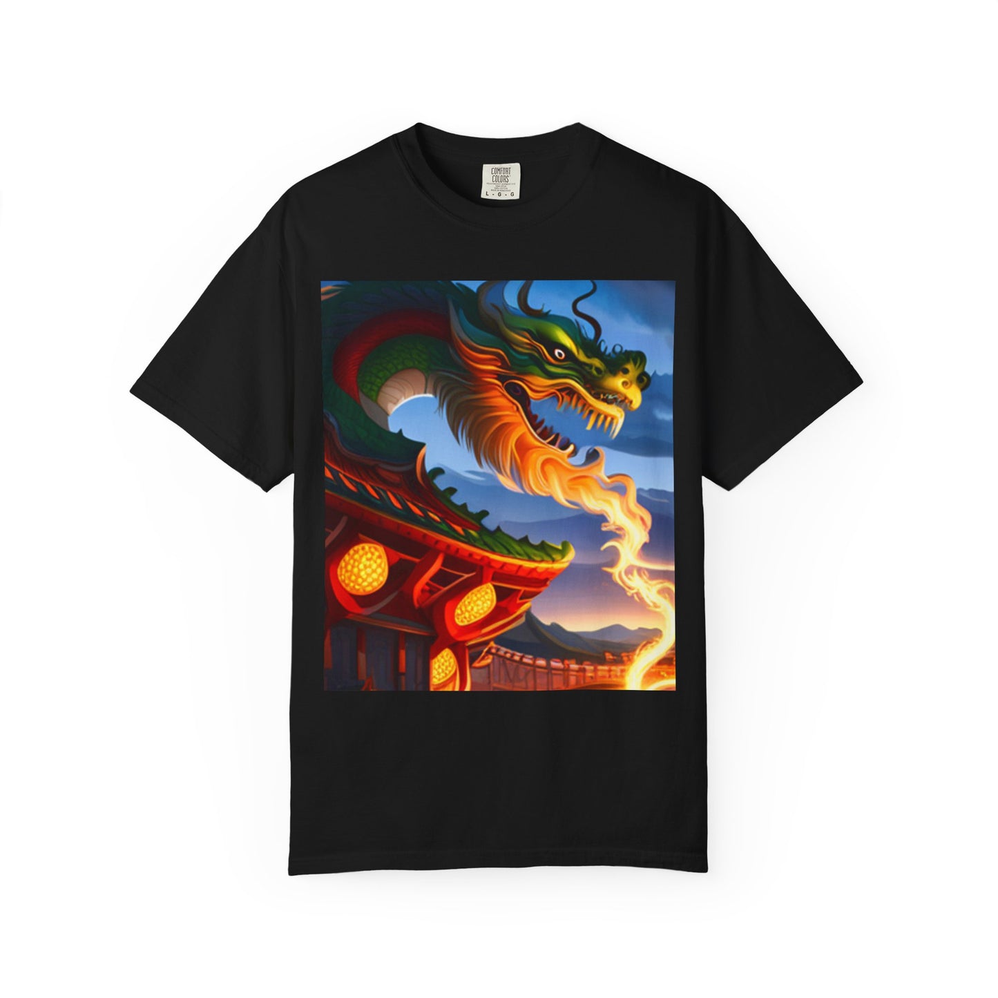 Unisex Garment-Dyed T-shirt, Chinese New Year, dragon picture, dragon in fire