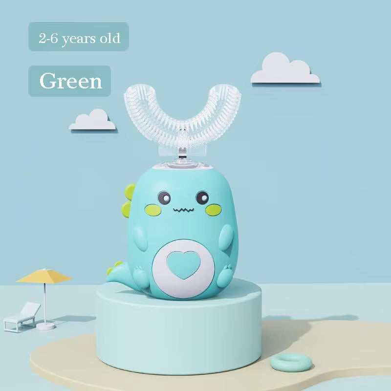 Children Electric Toothbrush Smart 360 Degrees U Shape Cartoon Pattern Kids Toothbrushes Rechargeable Sonic Automatic Toothbrush