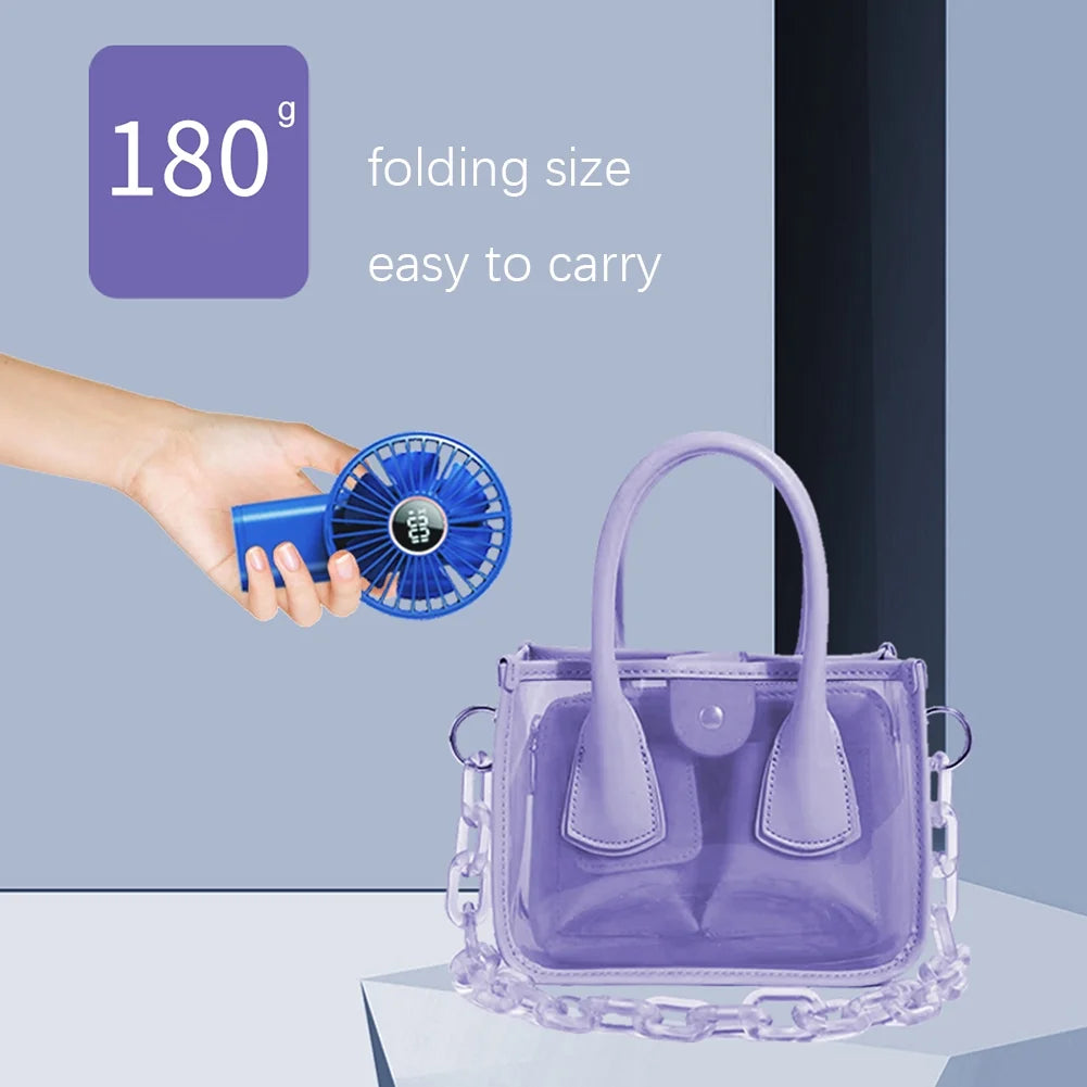 Handheld Fan, 3.8 Inch 6-Speed Portable Folding Desk Fan with LCD Display