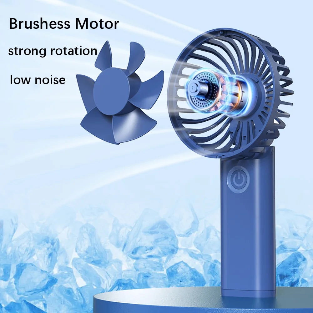 Handheld Fan, 3.8 Inch 6-Speed Portable Folding Desk Fan with LCD Display