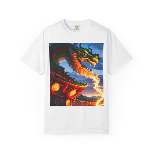 Unisex Garment-Dyed T-shirt, Chinese New Year, dragon picture, dragon in fire