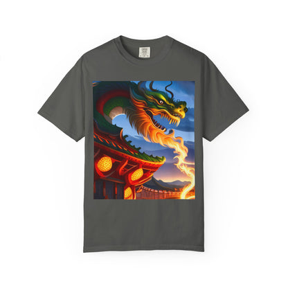 Unisex Garment-Dyed T-shirt, Chinese New Year, dragon picture, dragon in fire