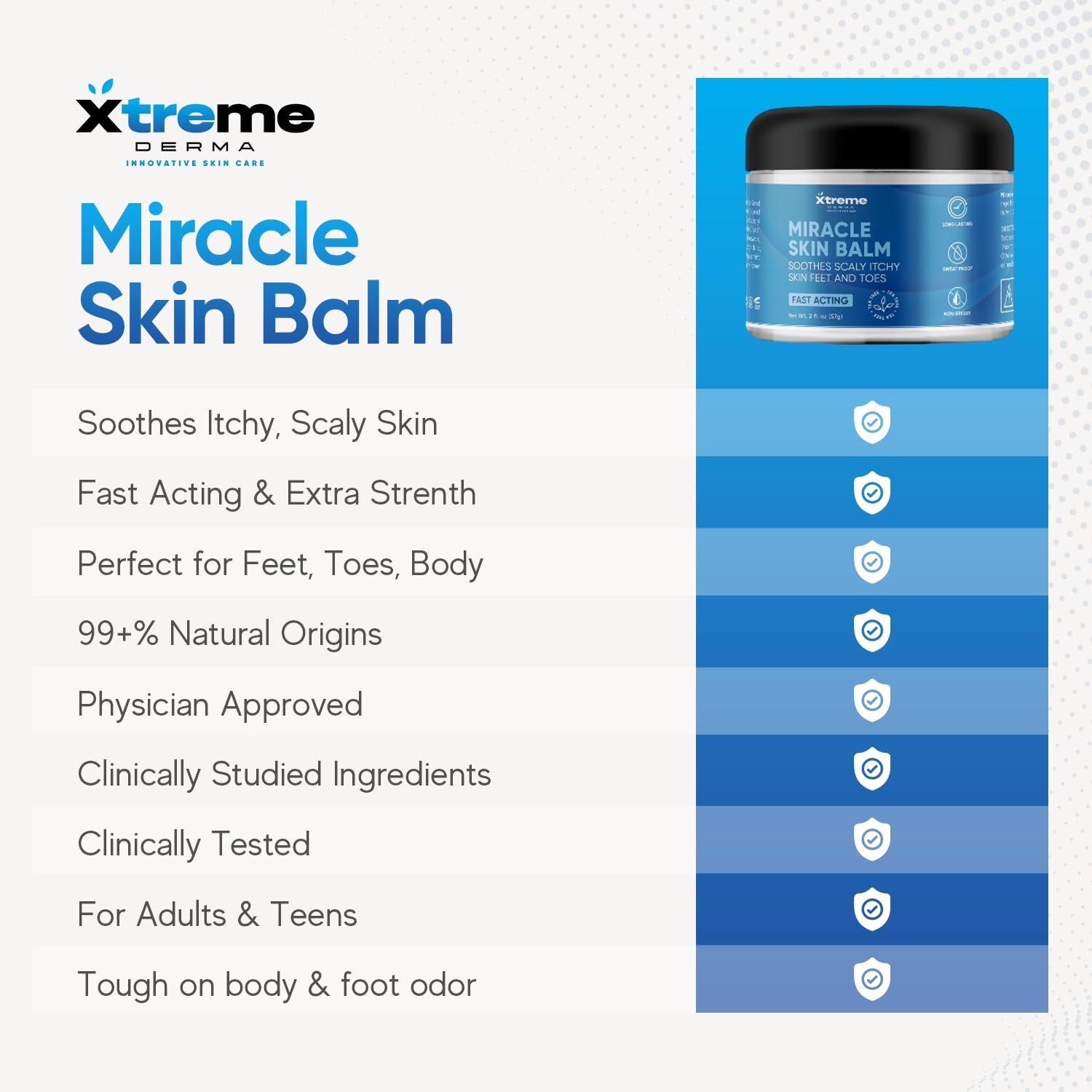 Miracle Skin Balm XL 2 Oz - Soothes Scaly Itchy Skin - for Feet, Body, Toes, Bikini Area - 100% Natural with Tea Tree + Eucalyptus | Fast Acting Pain Relief and Moisturize
