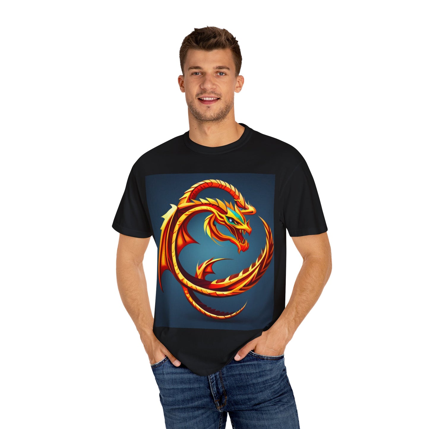 Unisex Garment-Dyed T-shirt Chinese new year theme, dragon, on fire