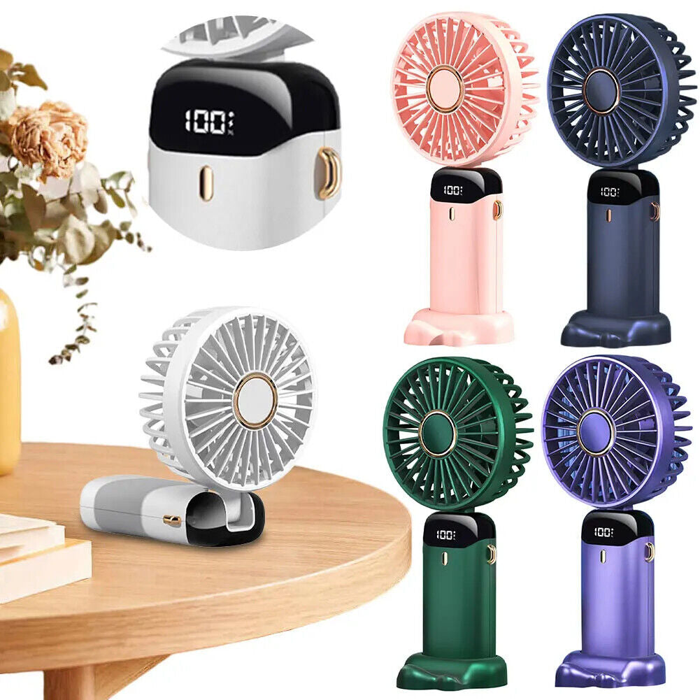 Mini Hand-Held Fan Portable Folding Desk Fan Cooler Cooling USB Rechargeable Fan