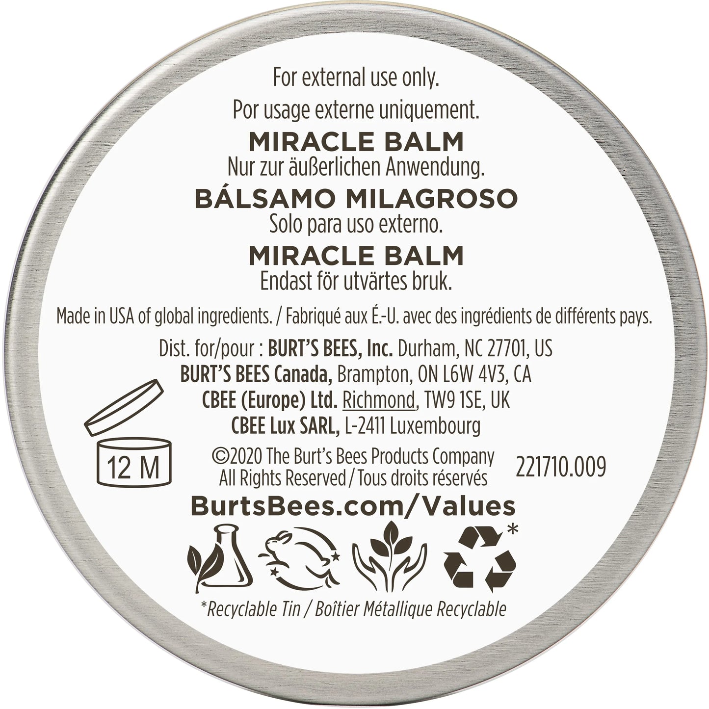100% Natural Origin Goodness Glows Miracle Balm, Softens Dry Skin 0.6 Ounce Tin