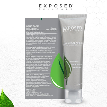 Clear Pore Serum - Green Tea, Licorice Root, Salicylic Acid - Unisex Skin Serum for Oily, Sensitive Skin