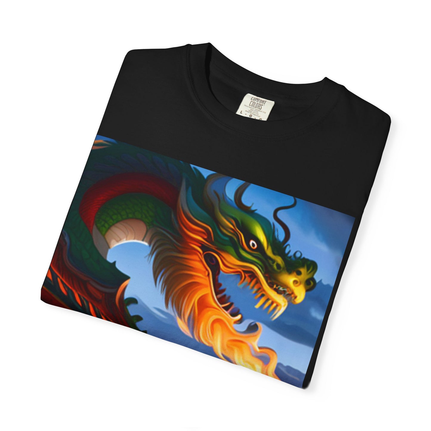Unisex Garment-Dyed T-shirt, Chinese New Year, dragon picture, dragon in fire