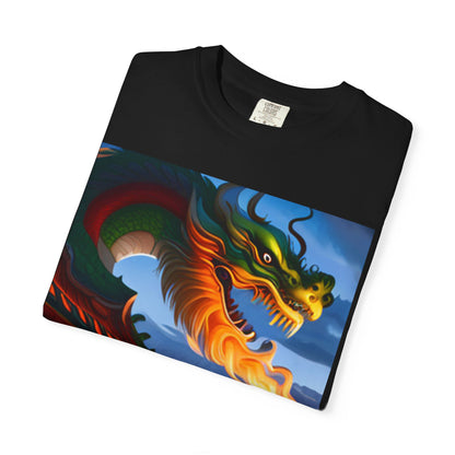 Unisex Garment-Dyed T-shirt, Chinese New Year, dragon picture, dragon in fire