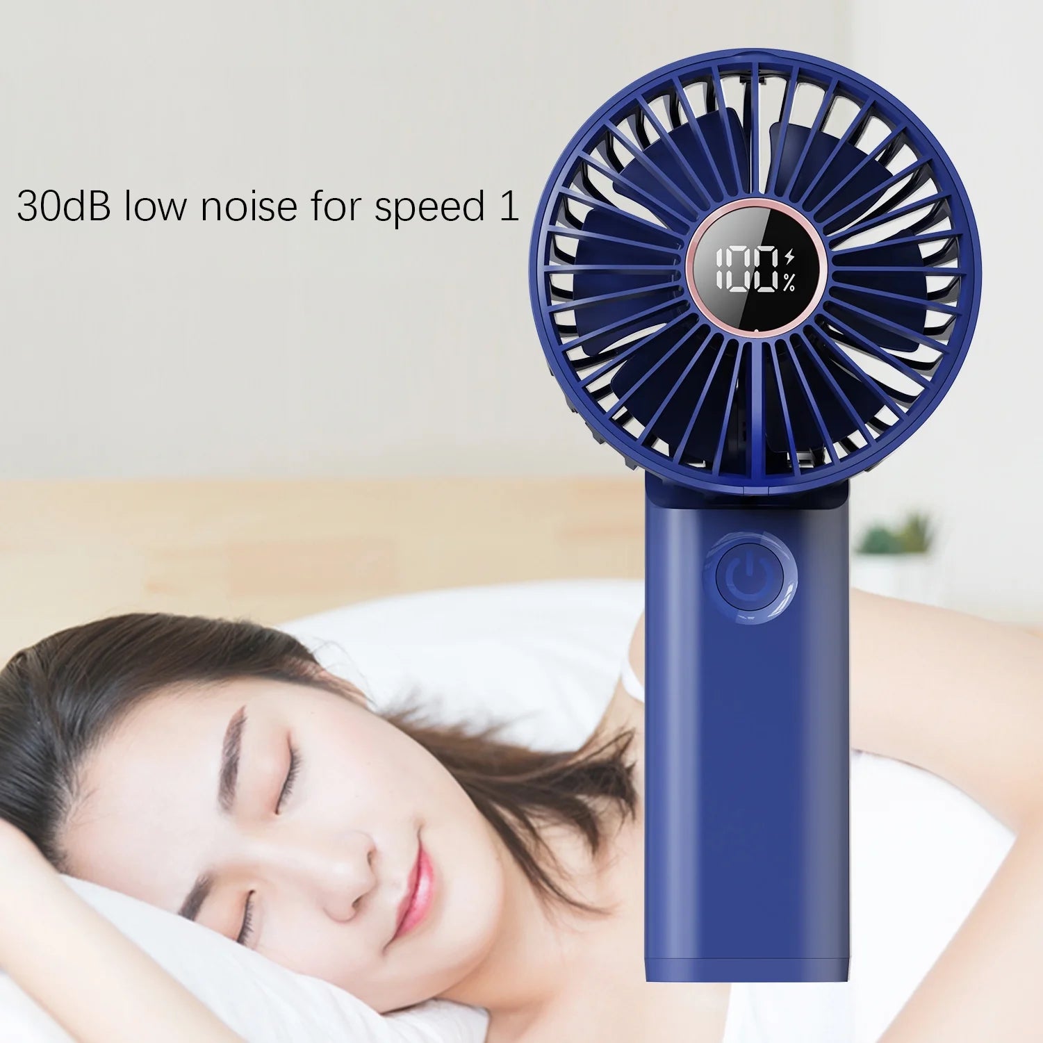 Handheld Fan, 3.8 Inch 6-Speed Portable Folding Desk Fan with LCD Display