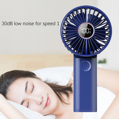 Handheld Fan, 3.8 Inch 6-Speed Portable Folding Desk Fan with LCD Display