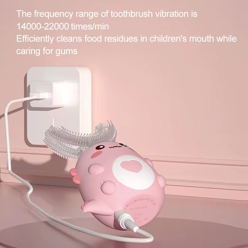 Children Electric Toothbrush Smart 360 Degrees U Shape Cartoon Pattern Kids Toothbrushes Rechargeable Sonic Automatic Toothbrush