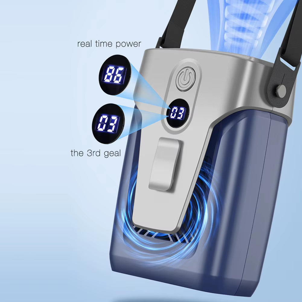 12000Mah Portable Waist Fan USB Rechargeable Air Conditioner 3-Gear Mute Hanging Neck Fans Outdoor Sports Mini Waist Clip on Fan