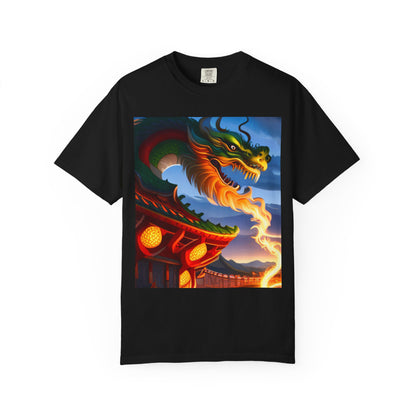 Unisex Garment-Dyed T-shirt, Chinese New Year, dragon picture, dragon in fire