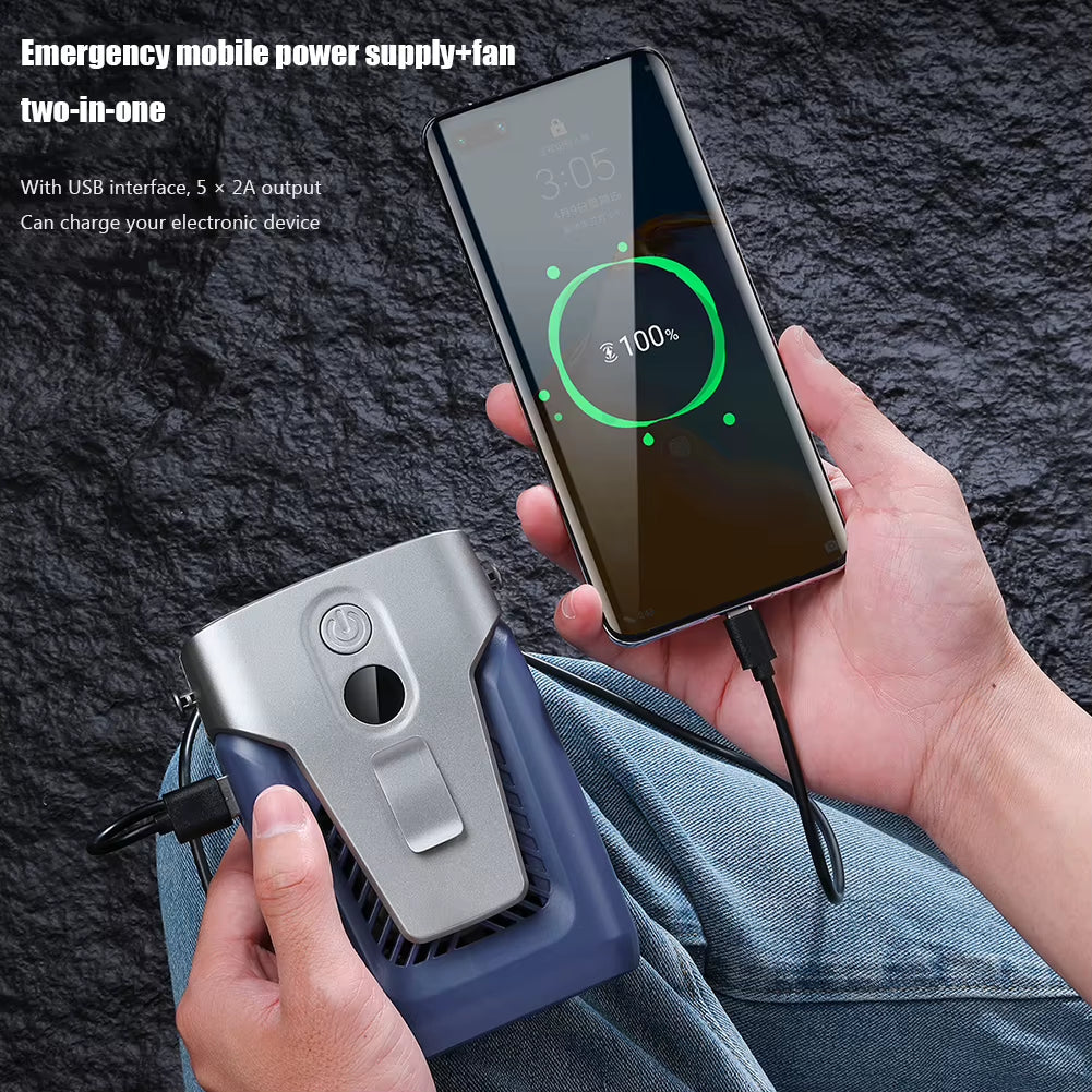 12000Mah Portable Waist Fan USB Rechargeable Air Conditioner 3-Gear Mute Hanging Neck Fans Outdoor Sports Mini Waist Clip on Fan