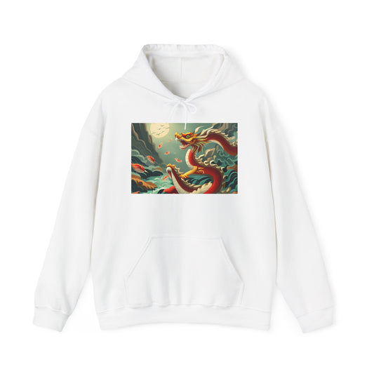 Unisex Heavy Blend™ Hooded Sweatshirt Chinese New Year dragon, dragon spitting fire.