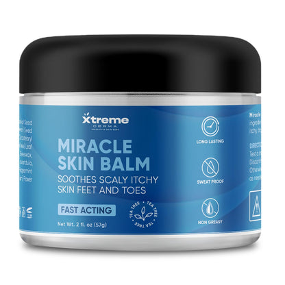 Miracle Skin Balm XL 2 Oz - Soothes Scaly Itchy Skin - for Feet, Body, Toes, Bikini Area - 100% Natural with Tea Tree + Eucalyptus | Fast Acting Pain Relief and Moisturize