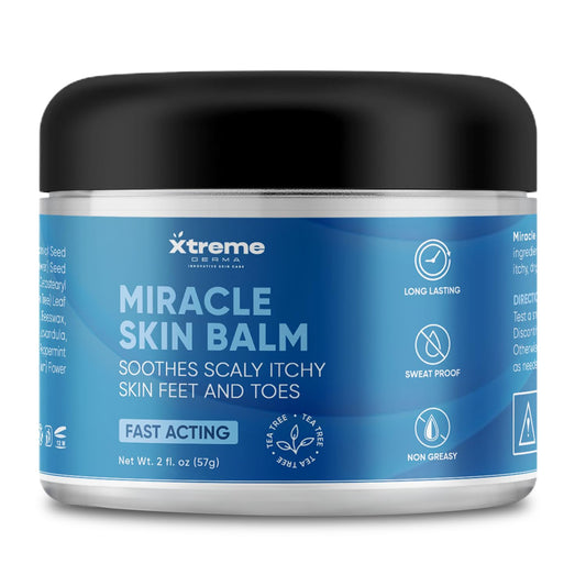 Miracle Skin Balm XL 2 Oz - Soothes Scaly Itchy Skin - for Feet, Body, Toes, Bikini Area - 100% Natural with Tea Tree + Eucalyptus | Fast Acting Pain Relief and Moisturize