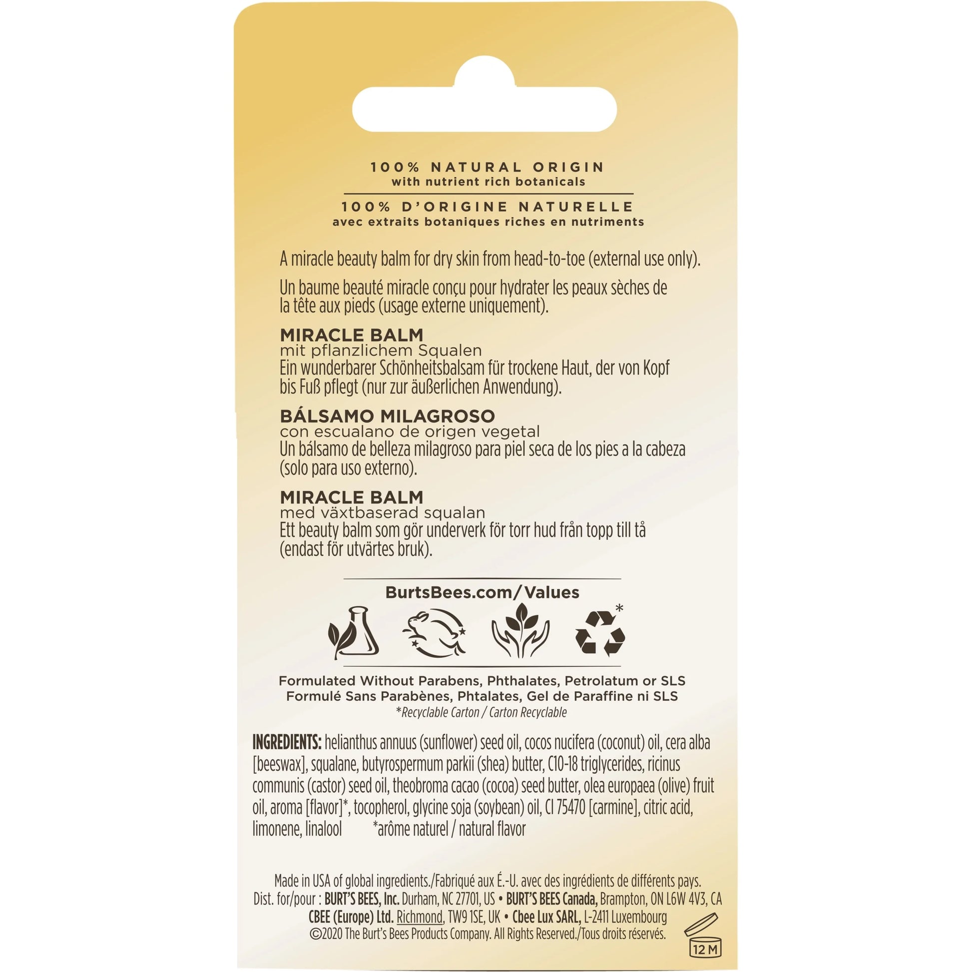 100% Natural Origin Goodness Glows Miracle Balm, Softens Dry Skin 0.6 Ounce Tin