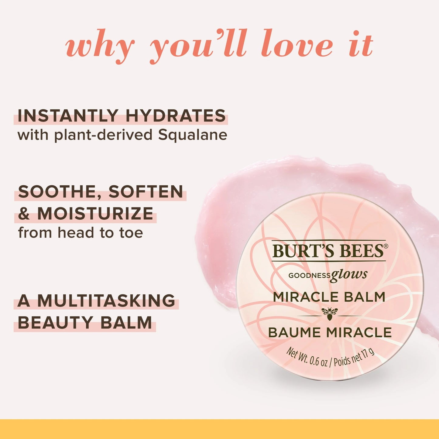 100% Natural Origin Goodness Glows Miracle Balm, Softens Dry Skin 0.6 Ounce Tin
