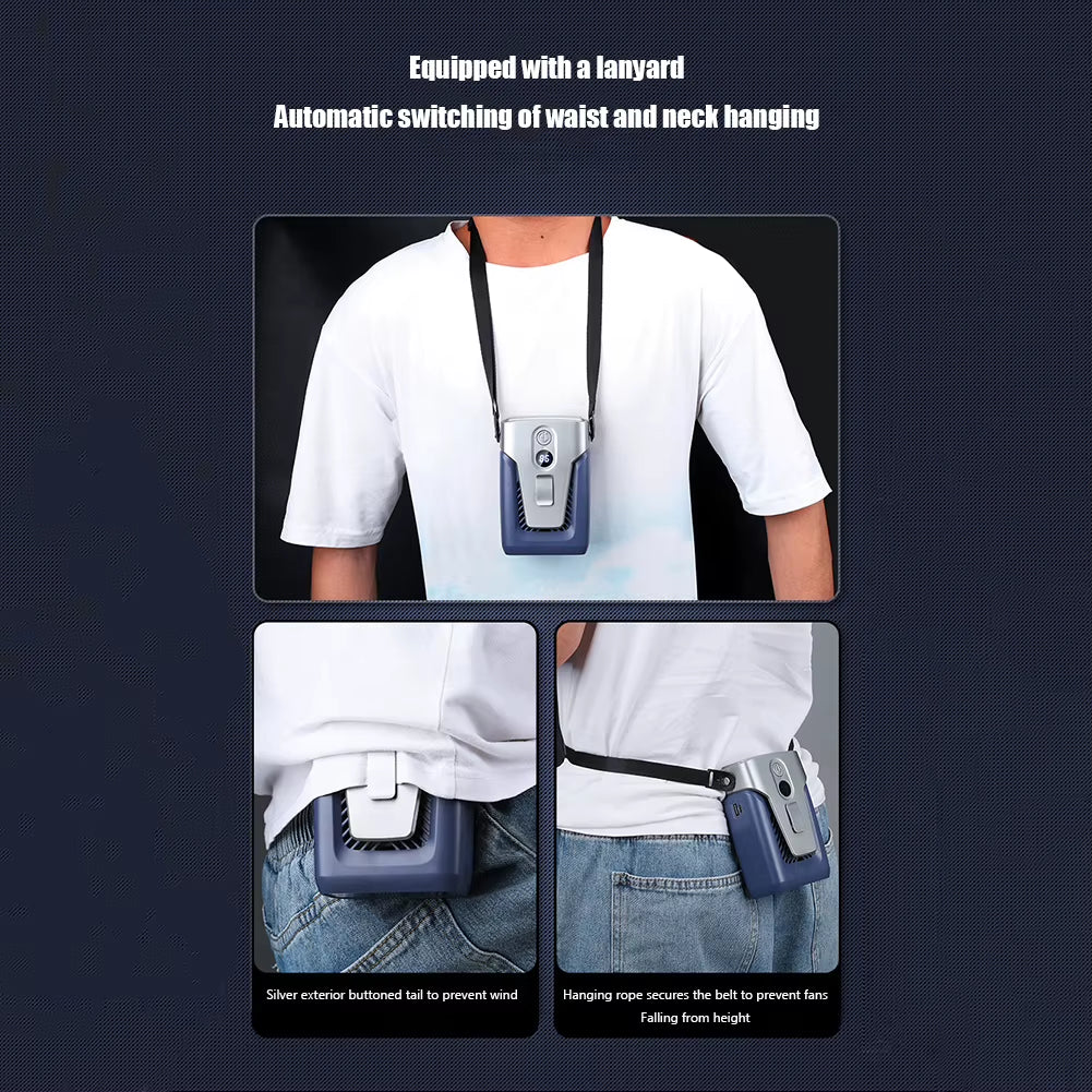 12000Mah Portable Waist Fan USB Rechargeable Air Conditioner 3-Gear Mute Hanging Neck Fans Outdoor Sports Mini Waist Clip on Fan