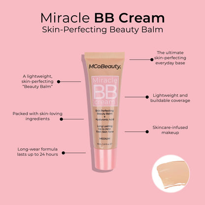 Miracle BB Cream, Medium, Skin-Perfecting Coverage for Effortless Beauty, Vegan, Cruelty Free Cosmetics