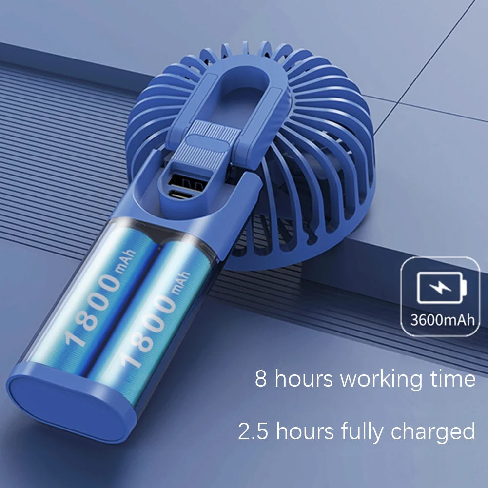 Handheld Fan, 3.8 Inch 6-Speed Portable Folding Desk Fan with LCD Display