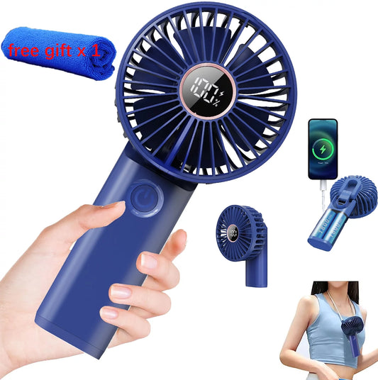 Handheld Fan, 3.8 Inch 6-Speed Portable Folding Desk Fan with LCD Display
