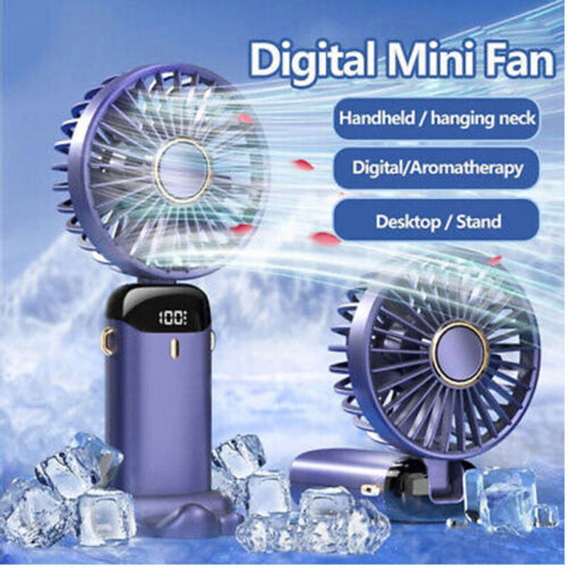 Mini Hand-Held Fan Portable Folding Desk Fan Cooler Cooling USB Rechargeable Fan