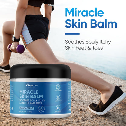 Miracle Skin Balm XL 2 Oz - Soothes Scaly Itchy Skin - for Feet, Body, Toes, Bikini Area - 100% Natural with Tea Tree + Eucalyptus | Fast Acting Pain Relief and Moisturize