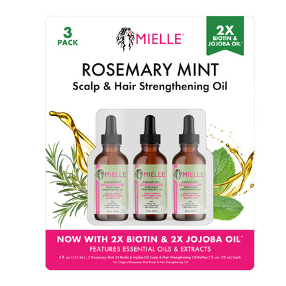 Rosemary Mint Scalp & Hair Strengthening Oil, 2 Fl Oz, 3-Pack