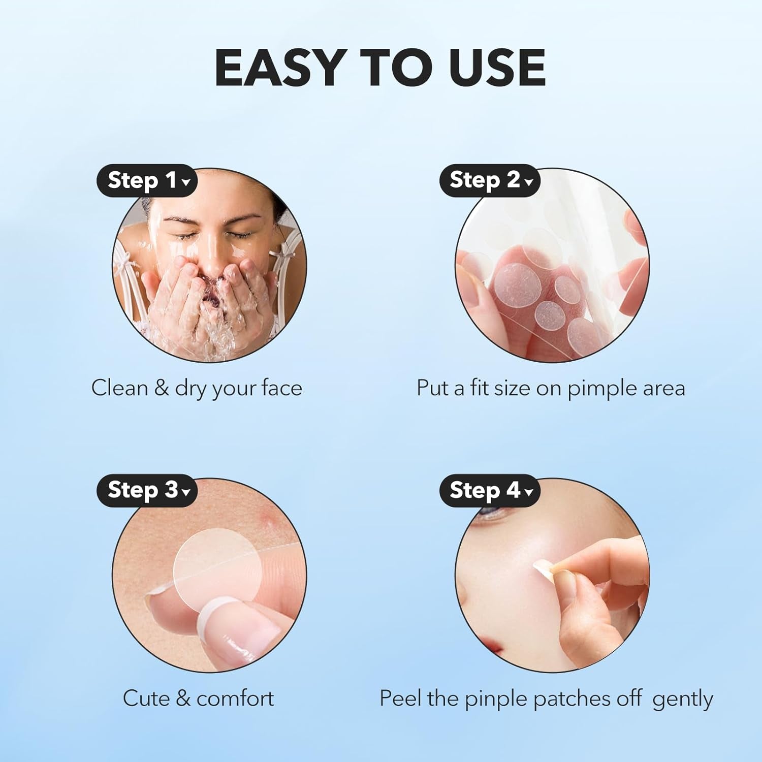 Pimple Patches for Face, Hydrocolloid Acne Patches, Cute round Shape Zit Covers, Spot Stickers with Tea Tree, Salicylic Acid & Cica Oil| 2 Sizes (9Mm, 12Mm) |288 Count