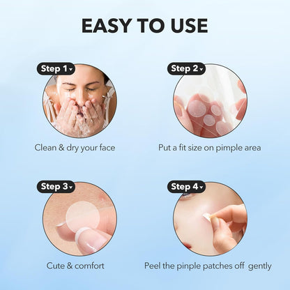 Pimple Patches for Face, Hydrocolloid Acne Patches, Cute round Shape Zit Covers, Spot Stickers with Tea Tree, Salicylic Acid & Cica Oil| 2 Sizes (9Mm, 12Mm) |288 Count